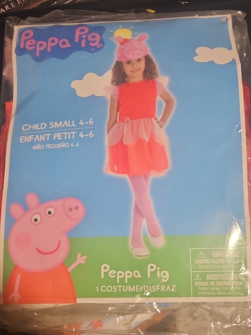 Peppa Pig Girls Pink Red Dress Costume with Pink Headpiece